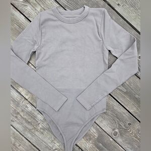 Qinsen Women's Gray Long Sleeve Smoothing Bodysuit